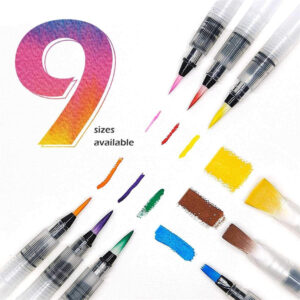 Watercolor Brush Pens Set – Super Easy to Use and Fill, Watercolor Pens Brush Set of 9 Piece for Water Soluble Colored Pencil