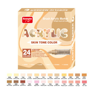 24 Colors Skin Tone Acrylic Paint Pens, Brush Tip Paint Markers for Wood,Glass,Fabric,Rocks Painting Paint Pens Artists Drawing