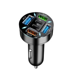 6 Ports 66W USB Car Charger PD+USB QC3.0 Quick Charge For iPhone 14 13 Huawei Xiaomi Samsung Usb Cigar Lighter Charger Adapter