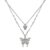 Enacolor Delicate Crystal Butterfly Double Pendant Necklace for Girl Accessories