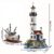 1677PCS Lighthouse Building Blocks City Street View With LED Light Shrimp Boat Beacon Model Bricks Toys For Kids Adult Gifts