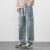 Cargo Pants Men’s Straight Jeans Stretch Waist Casual Soft Sweatpants Male Clothing Vintage Baggy Denim Trousers