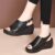 Comfortable Mom Shoes Thick Bottom Slope Heel Sandals Women Onepiece Buckle Slope Sandals