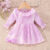Toddler Baby Girls Autumn Long Sleeve Ruffle Purple Smudged Casual Dress