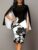 Plus Size 1XL-5XL Women’s Elegant Dress Ladies Fashion Floral Print Round Neck Split Sleeve Bodycon Midi Dress