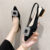 35-42 size plus size women’s shoes French temperament closed toe sandals women’s new small heel high heels rhinestone pointed single-layer shoes