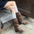 American Retro Motorcycle Boots Knight Boots Women’s 2023 Spring and Autumn New High Heel French Stacked Boots Pleated Martin Boots