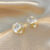 Enacolor Elegant Metal Pearl Camellia Flower Earrings for Crystal Earings Jewelry Ins Girl Accessories 2024 New Fashion