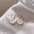 Enacolor Elegant Metal Pearl Camellia Flower Earrings for Crystal Earings Jewelry Ins Girl Accessories 2024 New Fashion