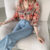1pc Spring Fall Casual Chiffon Floral Print Sleeve Lapel Button-up Vintage Elegant Transparent Thin Slim Fit Blouses