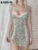 IAMSURE Vintage Patchwork Lace Floral Mesh Dress Sexy V-Neck Sleeveless Mini Dresses For Women 2024 Summer Fashion Sleepwear