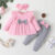 0-2 Year Old Newborn Baby Girl Spring and Autumn Round Neck Long sleeved Dress with Solid Color Pants Fashion Set