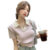 Women’s Tops Korean Version Contrast Color Turndown Collar Casual  Versatile Short-Sleeved  Tee T Shirt