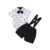 0-2Y Summer Toddler Boys 2PCS Clothes Set Short Sleeve Bodysuit with Bow+Suspender Shorts Infant Wedding Party Gentleman Outfit