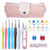 IMZAY Colorful Rubber Handle Knitting Needles Kit With Sewing Clips Plastic Needles Staniless Steel Scissors Crochet Hooks Set