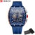 CURREN Business Unique Square Watches with Large Dial Sport Quartz Silicone Bands Wristwatches with Luminous Hands