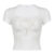 CIBBAR White Stitched Crop Top Women Casual Vintage Fake Two-piece Lace Patchwork Short Sleeve T Shirt y2k Summer Tees Aesthetic