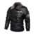 Men’s Autumn And Winter Embroidery Original Leather Moto & Biker Coat Jacket Motorcycle Style Casual Warm Overcoat