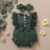 0-18 Months Newborn Baby Girl Plain Soft Bodysuit Lace Flared Sleeve Summer Romper with Headband Toddler Baby Girl Clothing