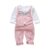 Spring Autumn Baby Girls Set  Round Neck Cartoon Printing Long Sleeve T-shirt + Solid Color Print Strap Pants Two Piece Suit