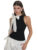 CUTENOVA  Fashion Slim Fit Bodysuits Sleeveless Half High Neck One Line Shoulder Bow Pullover Sexy Versatile Bodysuit For Women