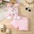 2 Pcs Summer Girls Camisole Floral Top Lace Shorts Casual Suit Sweatshirt Suit For Party Outdoor