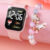 1pcs Ladies Love Pink Silicone LED Electronic Watch +1pcs Unicorn Crystal Bracelet Set for MOTHER’S Day Exclusive Gift