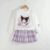 Children Clothes Set Spring Autumn Kids Kuromi Long Sleeved Sweater Tops+Checkered Pleated Skirt 2pce Teen Girls Preppy Clothing
