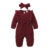 New Long Sleeve Rompers Baby Girls Spring & Autumn Jumpsuit Newborn Clothes Solid Ruffled Clothing with Headband Baby Clothing