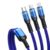 6A 66W Fast Charging Data Cable 3 in 1 USB to 8 Pin+Micro USB +USB-C/Type-C Braided Data Cable Smart Phone Adpater